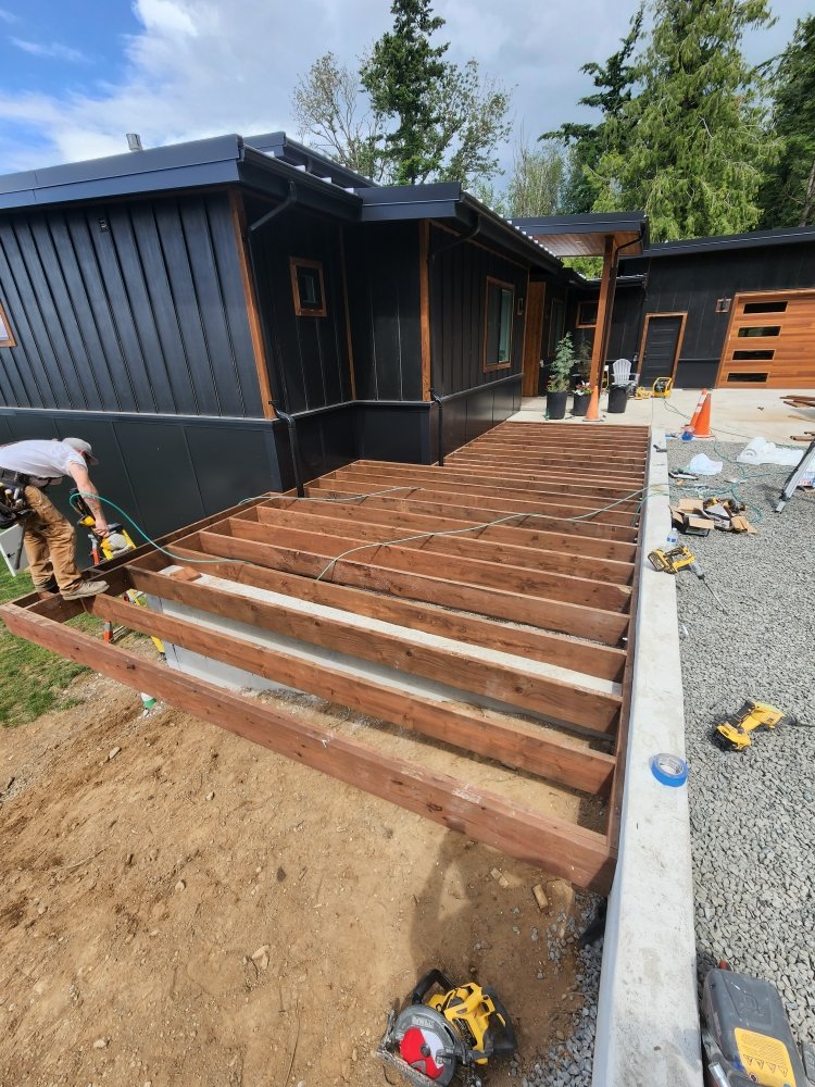 Deck framing and joists in place before decking was installed